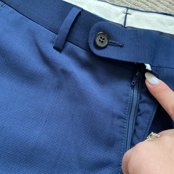 Suitsupply Checkered Plaid Navy Blue Slacks Dress Pant Trousers Size 36 - Picture 4 of 10